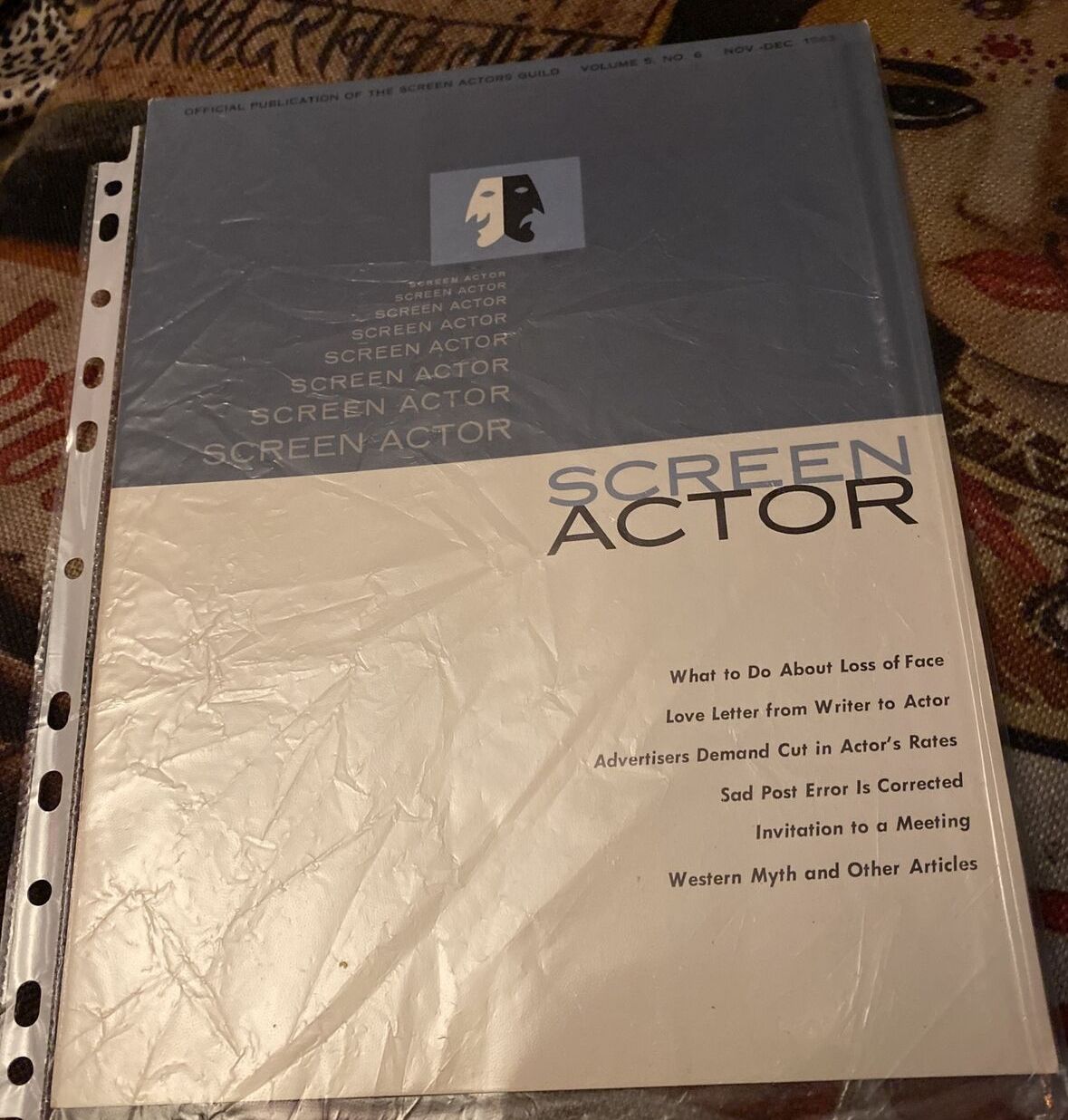 SCREEN ACTOR magazine side cover  Vol 5 # 6 November/December 1963