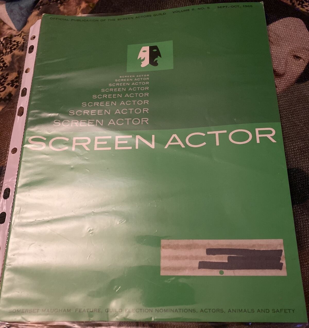 SCREEN ACTOR magazine side cover  Vol 8 # 5 September/October 1966