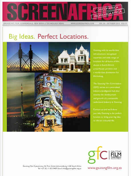 SCREEN AFRICA magazine side cover October 2012