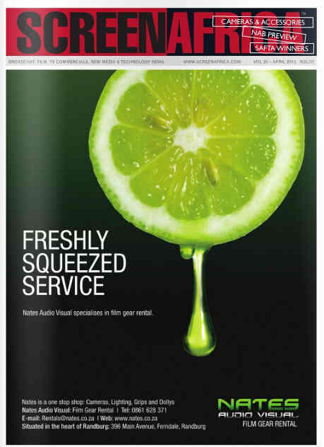 SCREEN AFRICA magazine side cover April 2013