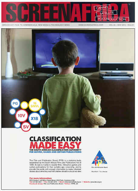 SCREEN AFRICA magazine side cover May 2013