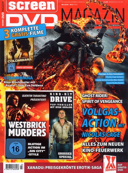 SCREEN BLURAY DVD magazine side cover February/March 2012