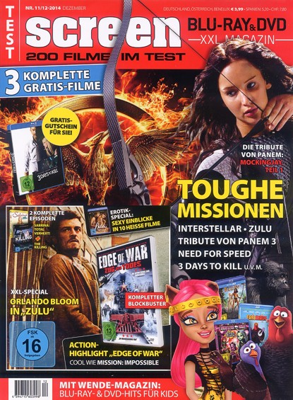 SCREEN BLURAY DVD magazine side cover Issue 11/12 December 2014