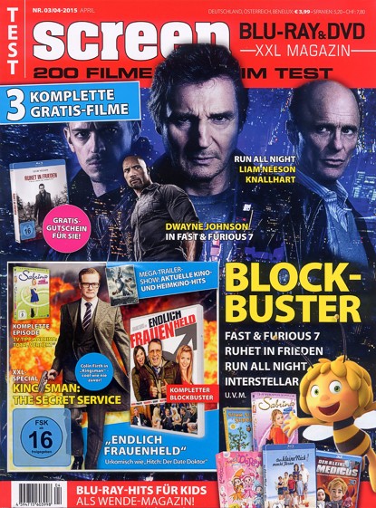 SCREEN BLURAY DVD magazine side cover Issue 4/3/2016 April 2015