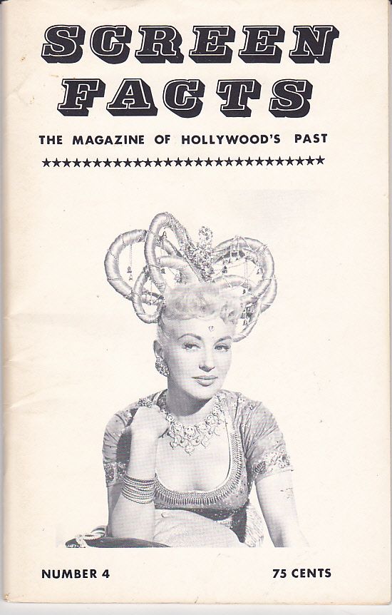 SCREEN FACTS magazine side cover Issue 4  Vol 1 # 4 Fall 1963