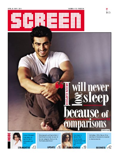 SCREEN WEEKLY (India) magazine side cover 28 April 2014