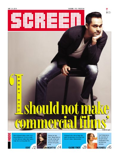 SCREEN WEEKLY (India) magazine side cover 2 May 2014