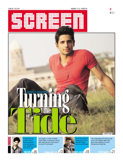 SCREEN WEEKLY (India) magazine side cover 20 June 2014