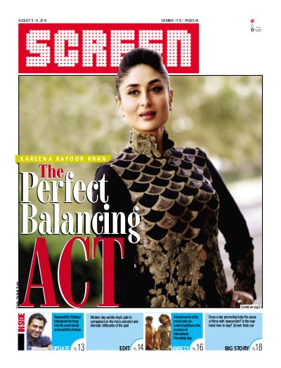 SCREEN WEEKLY (India) magazine side cover 8 August 2014