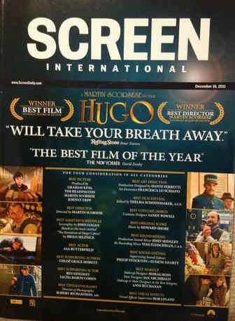 SCREEN INTERNATIONAL magazine side cover 16 December 2011