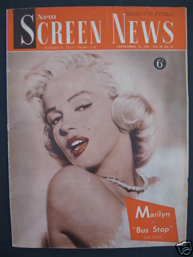 NEW SCREEN NEWS magazine side cover  Vol 10 # 19 21 September 1956