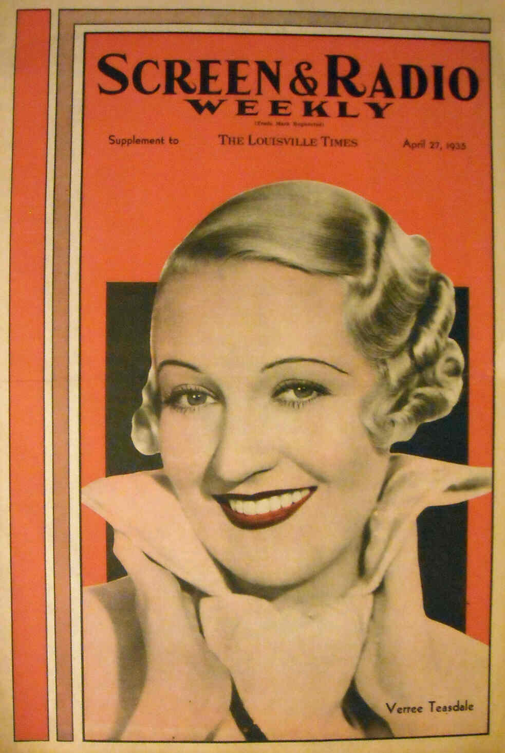 SCREEN AND RADIO WEEKLY magazine side cover 27 April 1935