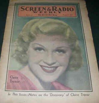 SCREEN AND RADIO WEEKLY magazine side cover 11 August 1935