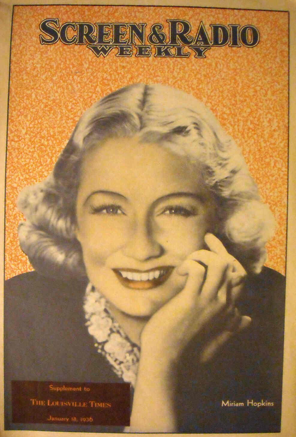 SCREEN AND RADIO WEEKLY magazine side cover 18 January 1936