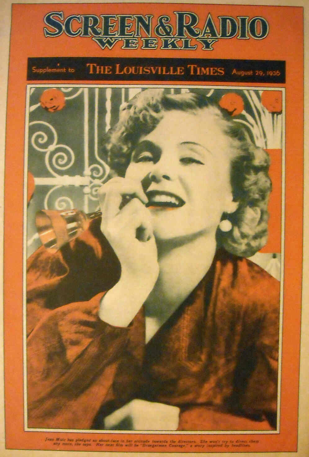 SCREEN AND RADIO WEEKLY magazine side cover 29 August 1936