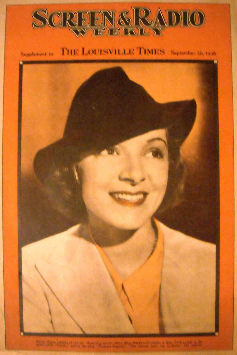 SCREEN AND RADIO WEEKLY magazine side cover 26 September 1936