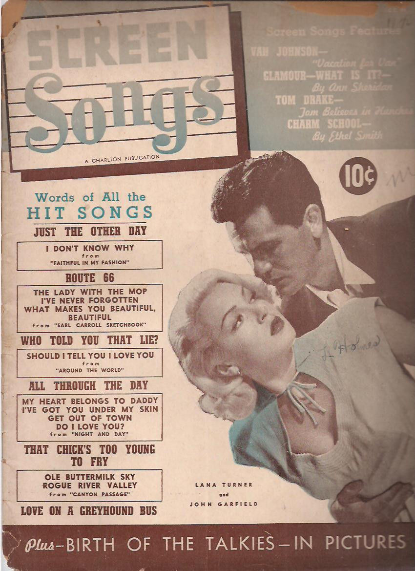 SCREEN SONGS magazine side cover  Vol 1 # 8 August 1946