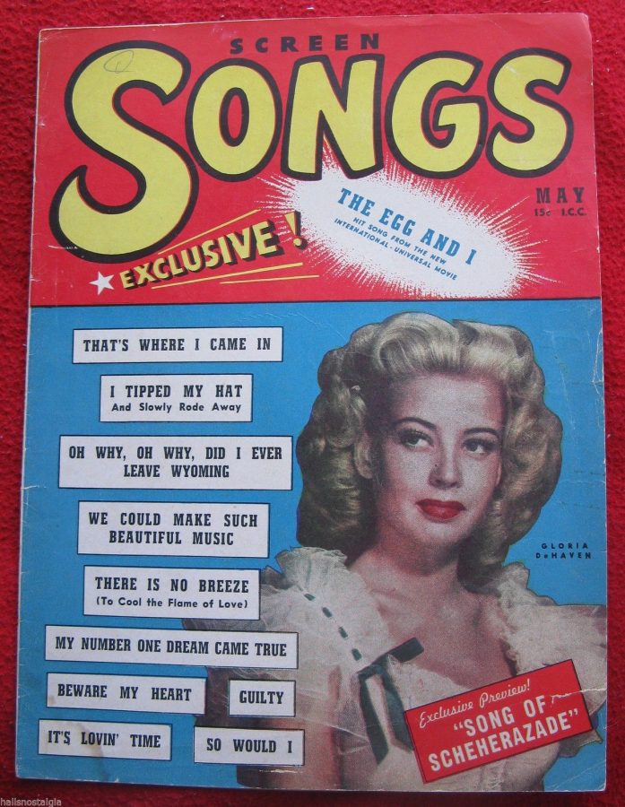 SCREEN SONGS magazine side cover  Vol 2 # 5 May 1947
