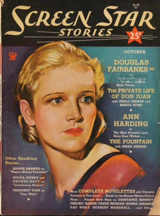 SCREEN STAR STORIES magazine side cover October 1934