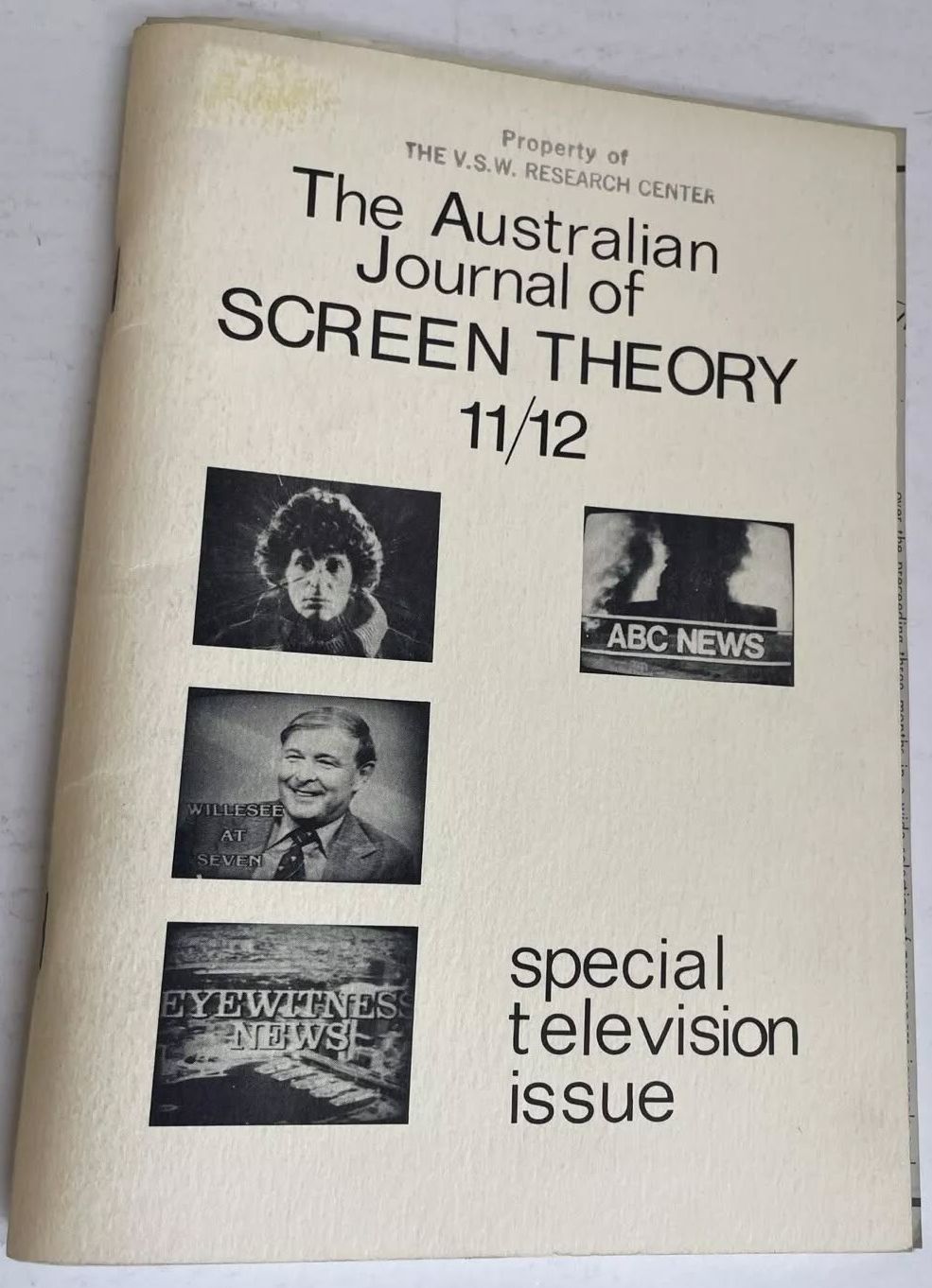 AUSTRALIAN JOURNAL OF SCREEN THEORY magazine side cover Issue 11/12  1982