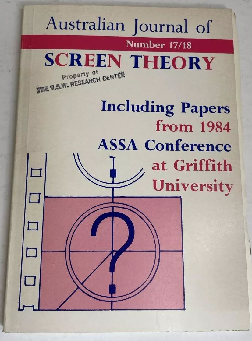 AUSTRALIAN JOURNAL OF SCREEN THEORY magazine side cover Issue 17/18  1985