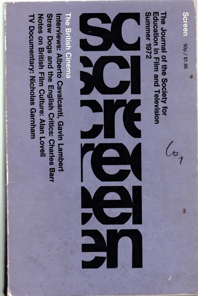 SCREEN (UK) magazine side cover  Vol 13 # 2 Summer 1972