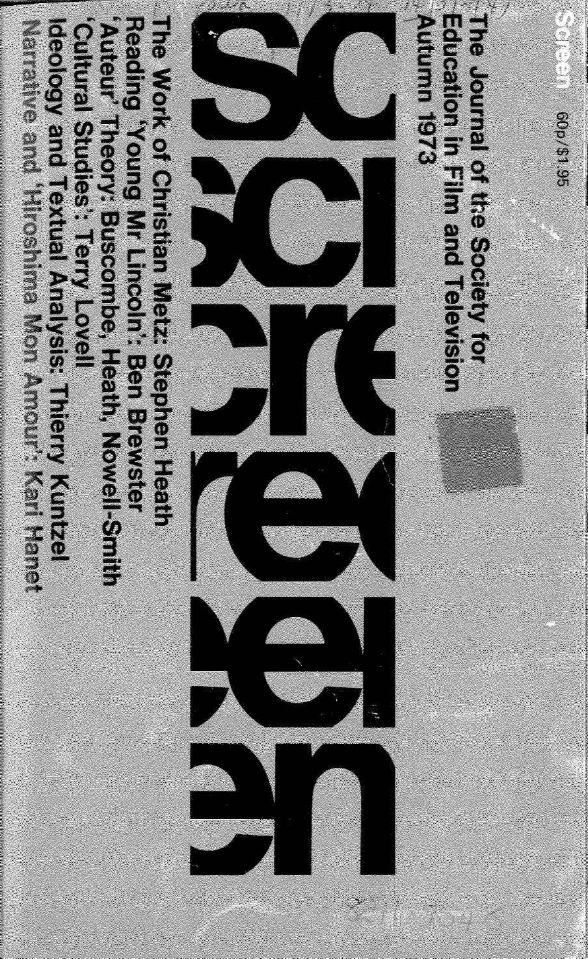 SCREEN (UK) magazine side cover  Vol 14 # 3 Autumn 1973