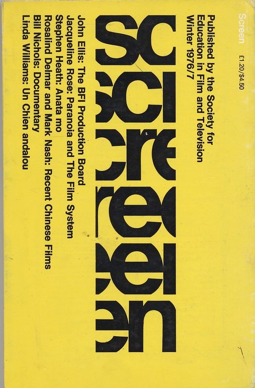 SCREEN (UK) magazine side cover  Vol 17 # 4 Winter 1976