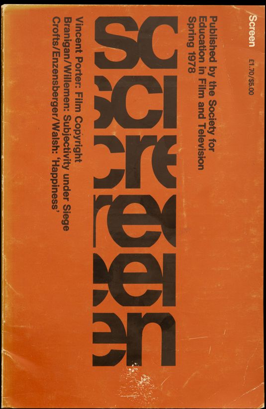 SCREEN (UK) magazine side cover  Vol 19 # 1 Spring 1978