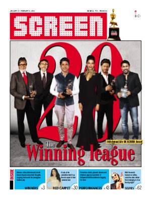 SCREEN WEEKLY (India) magazine side cover 31 January 2014