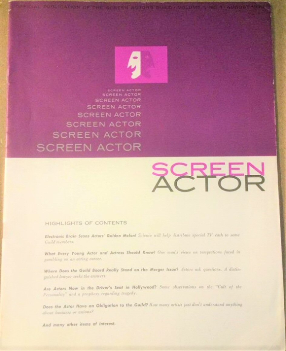SCREEN ACTOR magazine side cover  Vol 1 No  1  August 1959
