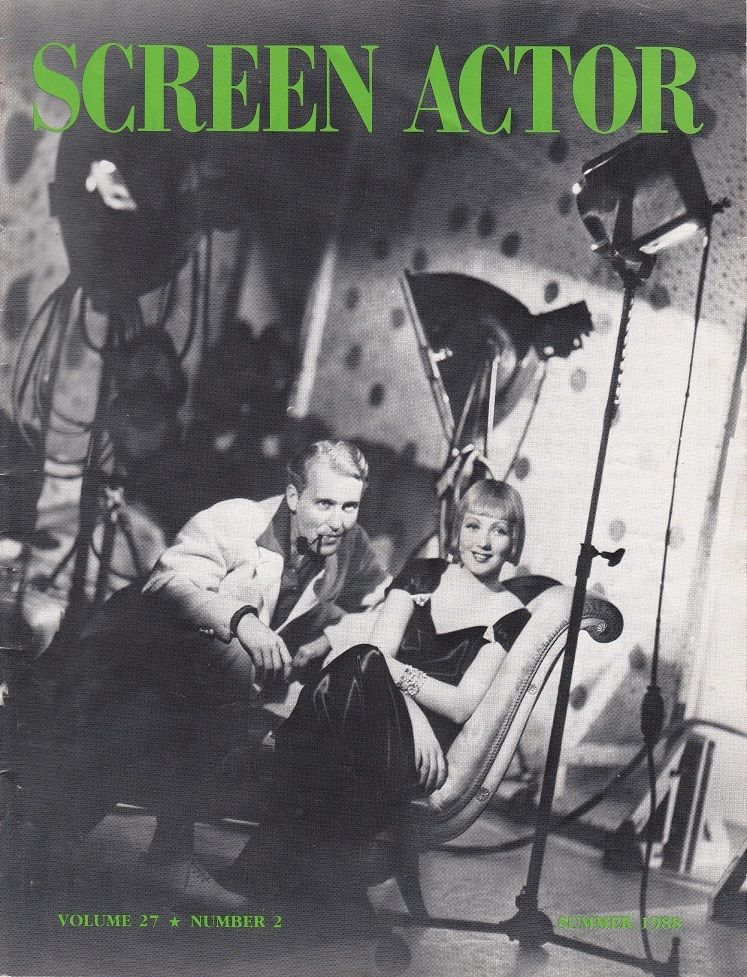 SCREEN ACTOR magazine side cover  Vol 27 No 2 Summer 1988