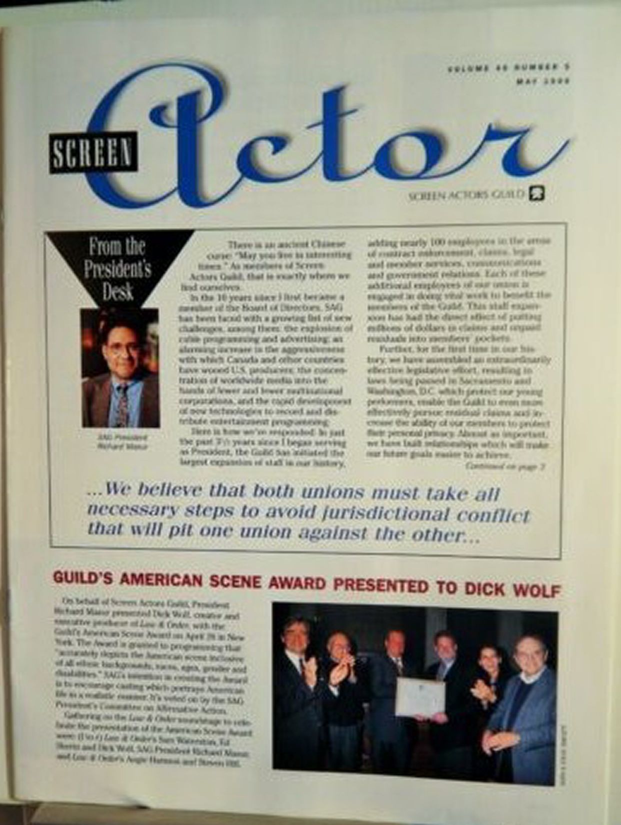 SCREEN ACTOR magazine side cover  Vol 40 No  5  May 1991