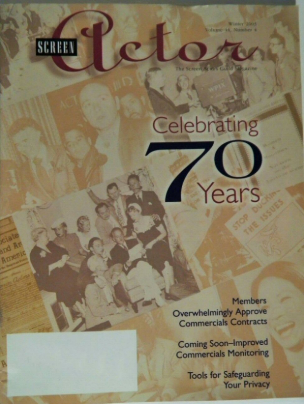 SCREEN ACTOR magazine side cover  Vol 44 No 4 Winter 2003