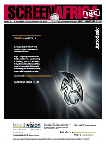 SCREEN AFRICA magazine side cover August 2009