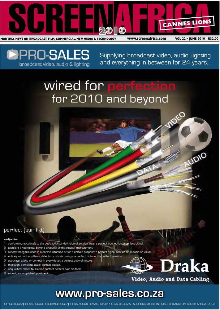 SCREEN AFRICA magazine side cover June 2010