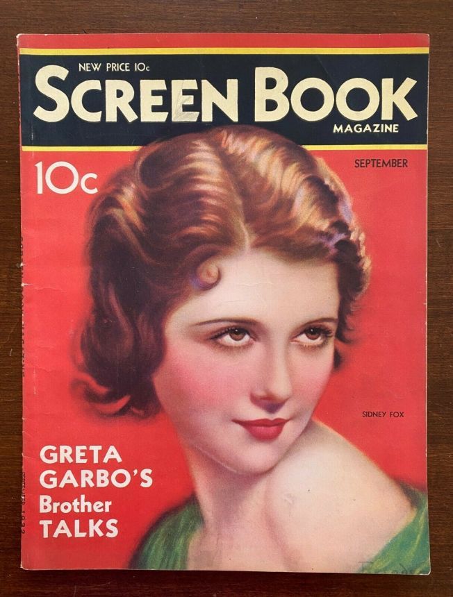 SCREEN BOOK magazine side cover September 1932