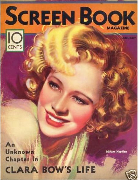 SCREEN BOOK magazine side cover January 1933