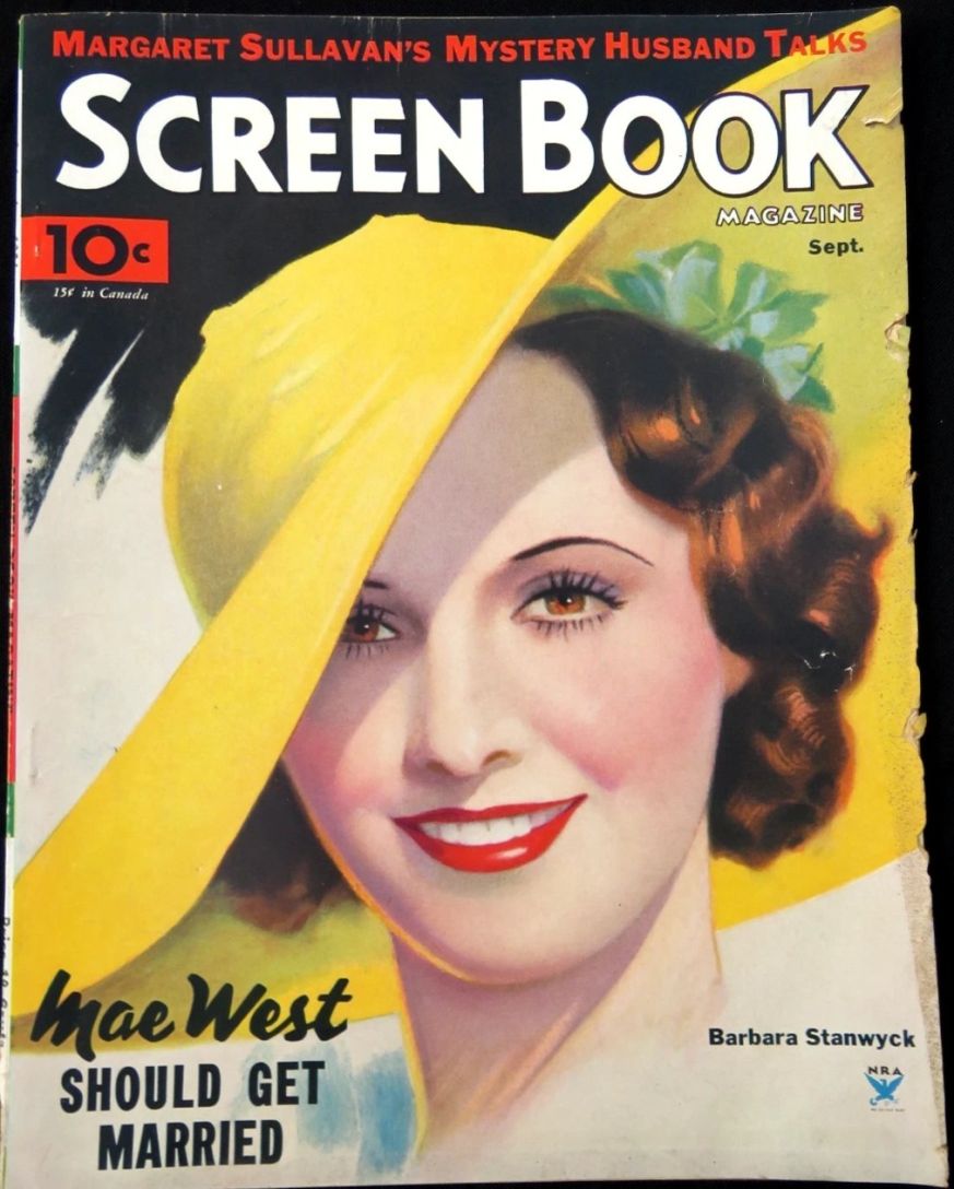SCREEN BOOK magazine side cover September 1934