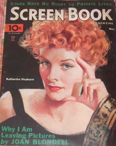 SCREEN BOOK magazine side cover November 1934