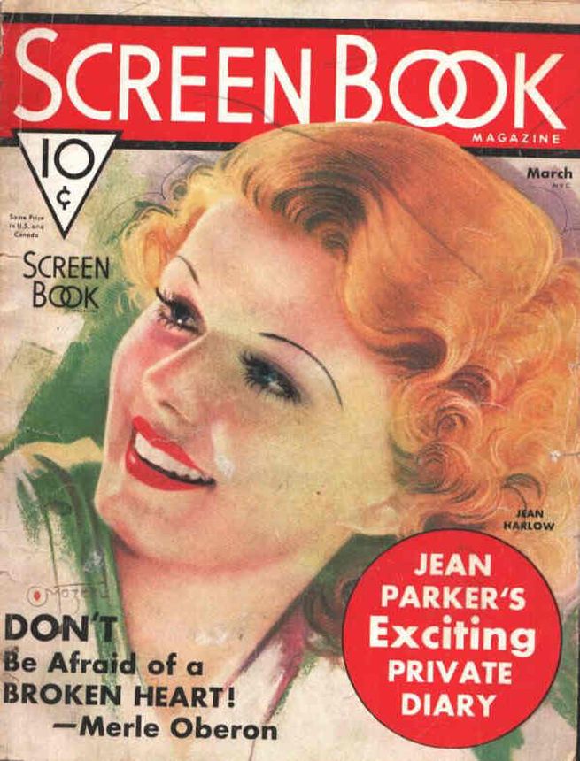 SCREEN BOOK magazine side cover March 1936