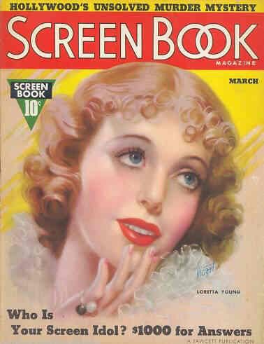 SCREEN BOOK magazine side cover March 1937