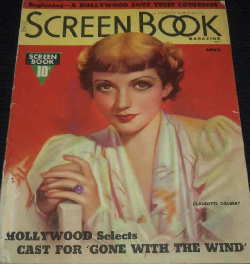 SCREEN BOOK magazine side cover April 1937