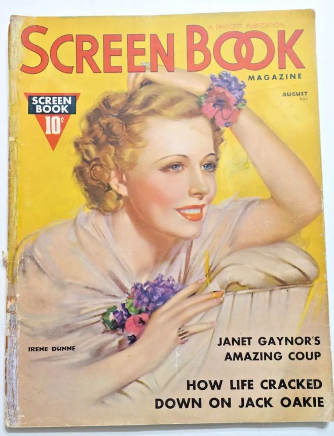 SCREEN BOOK magazine side cover August 1937