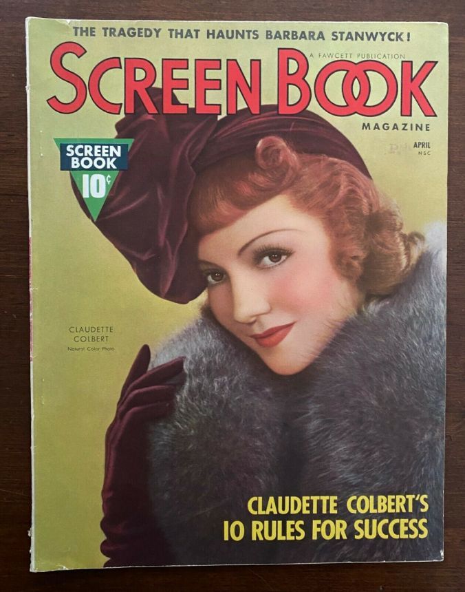 SCREEN BOOK magazine side cover April 1938