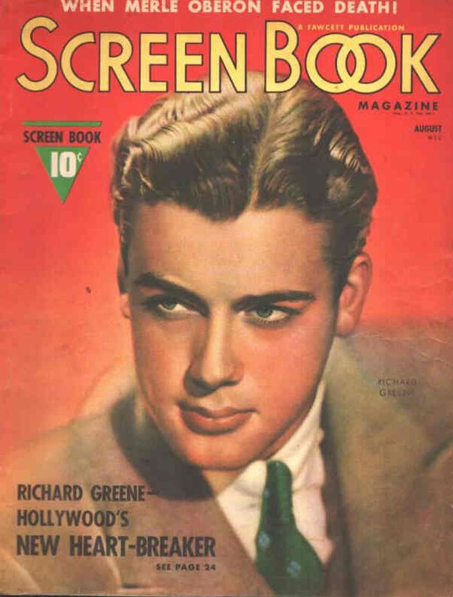 SCREEN BOOK magazine side cover August 1938