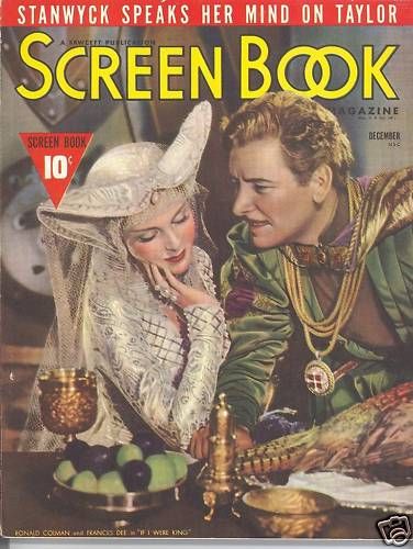 SCREEN BOOK magazine side cover December 1938