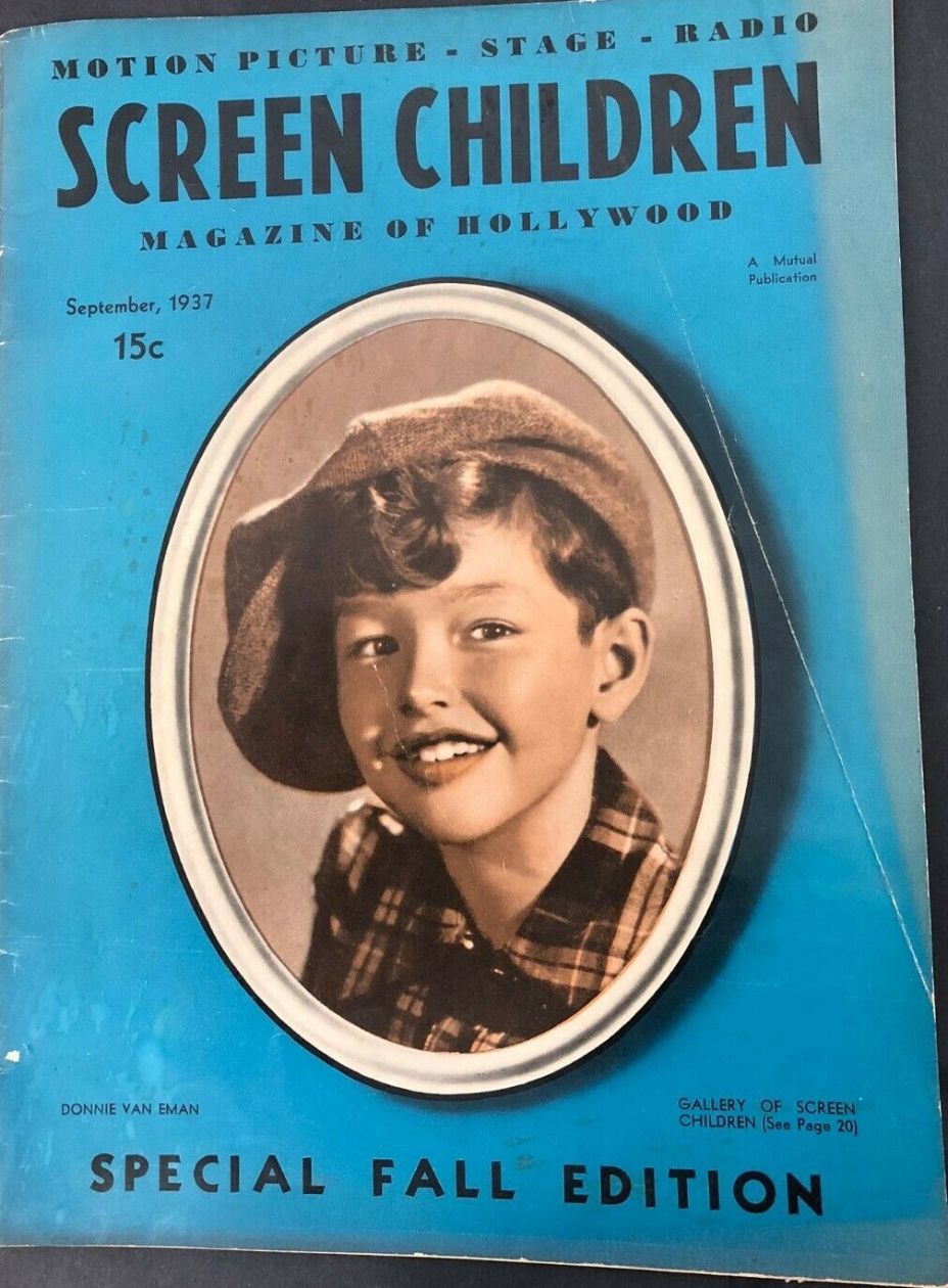 SCREEN CHILDREN MAGAZINE magazine side cover Issue 8-9  September 1937