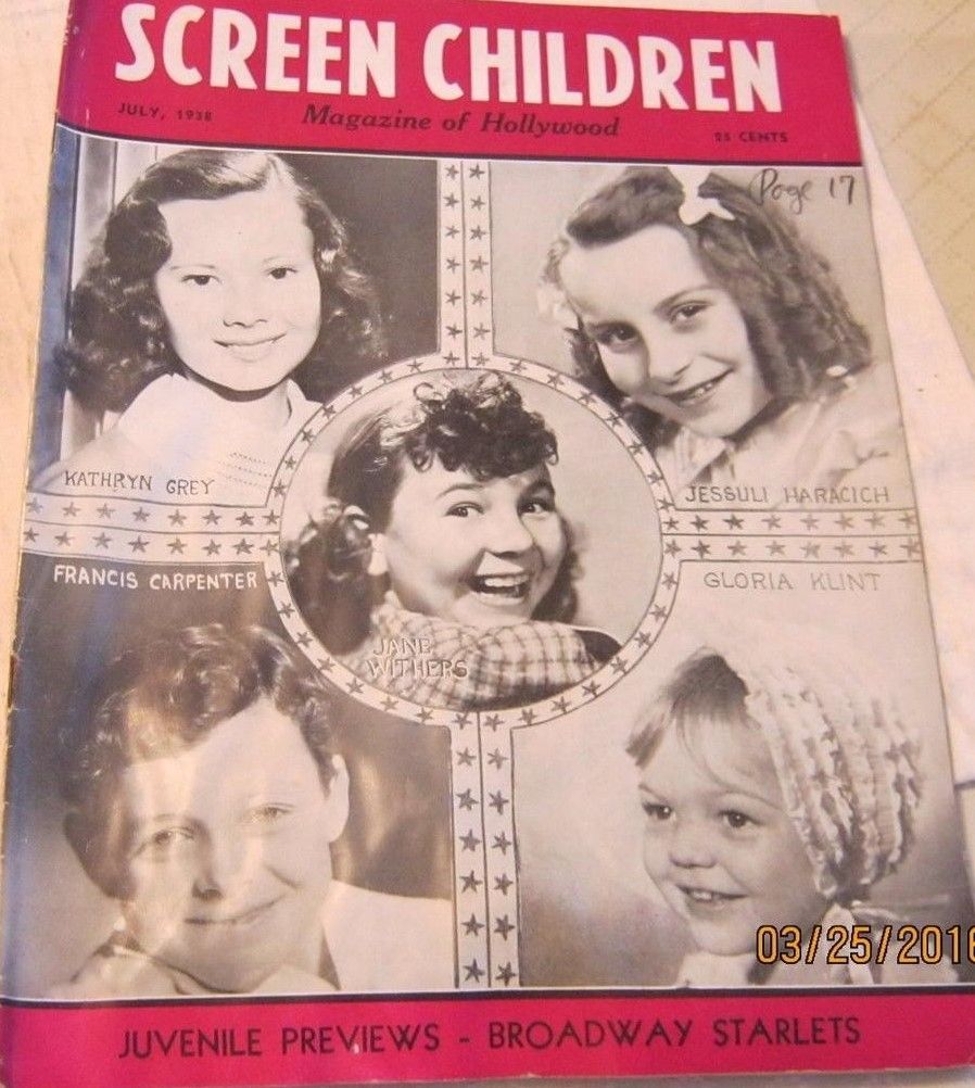 SCREEN CHILDREN MAGAZINE magazine side cover  July 1938