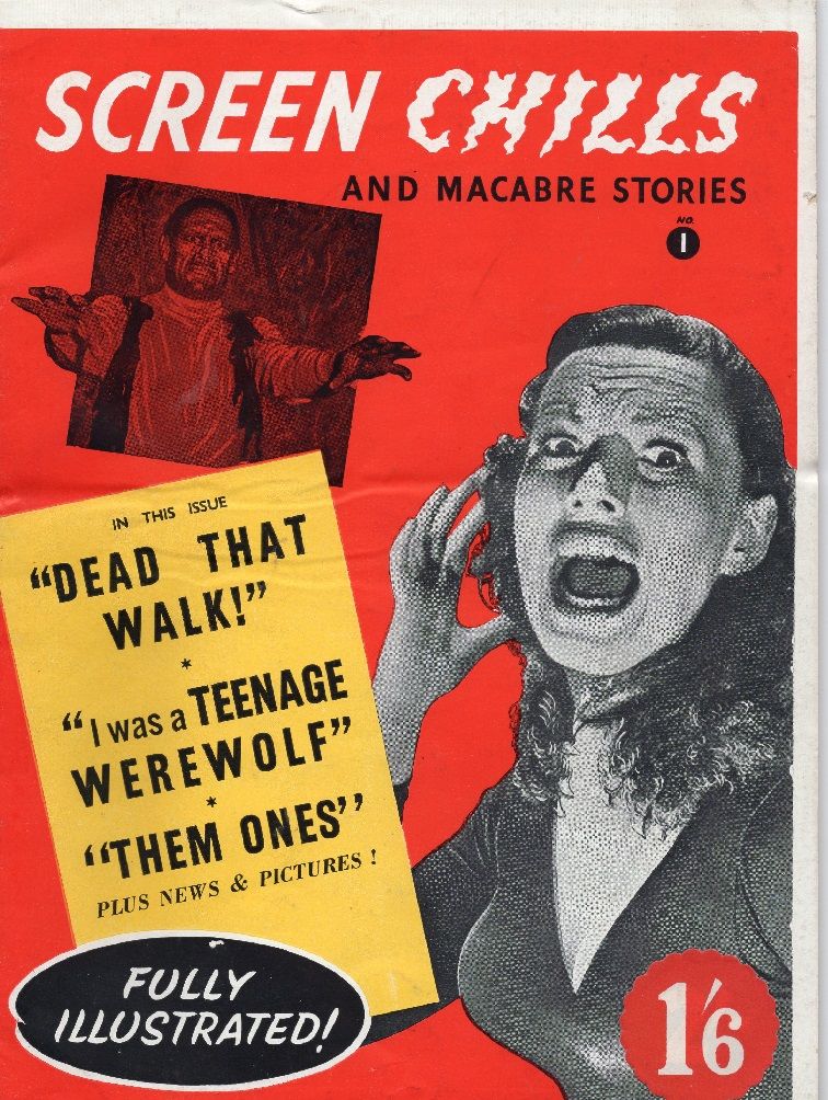SCREEN CHILLS magazine side cover Issue 1 November 1957